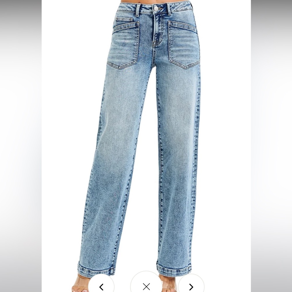 RISEN HIGH RISE ANKLE WIDE-CUFFED JEANS 
3/26